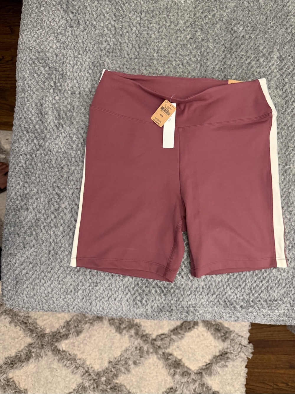 PINK Victoria's Secret Rose Bike Shorts with White Side Stripe